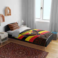 Uganda Bedding Set with Crested Crane and Rise and Shine Tribal Pattern Design