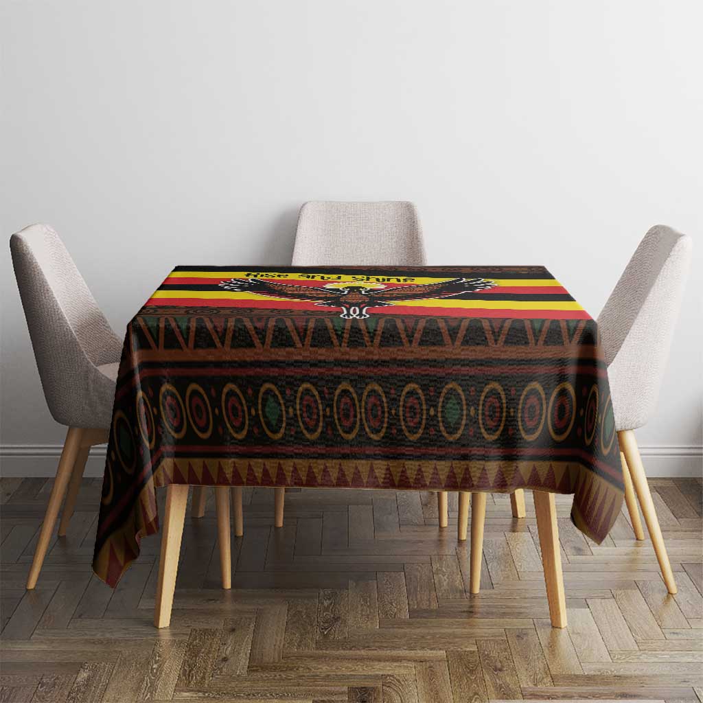 Uganda Tablecloth with Crested Crane and Rise and Shine Tribal Pattern Design