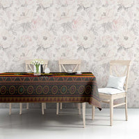 Uganda Tablecloth with Crested Crane and Rise and Shine Tribal Pattern Design