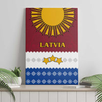 Latvia Canvas Wall Art with Three Stars Design and Traditional Pattern Details