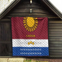 Latvia Quilt with Three Stars Design and Traditional Pattern Details