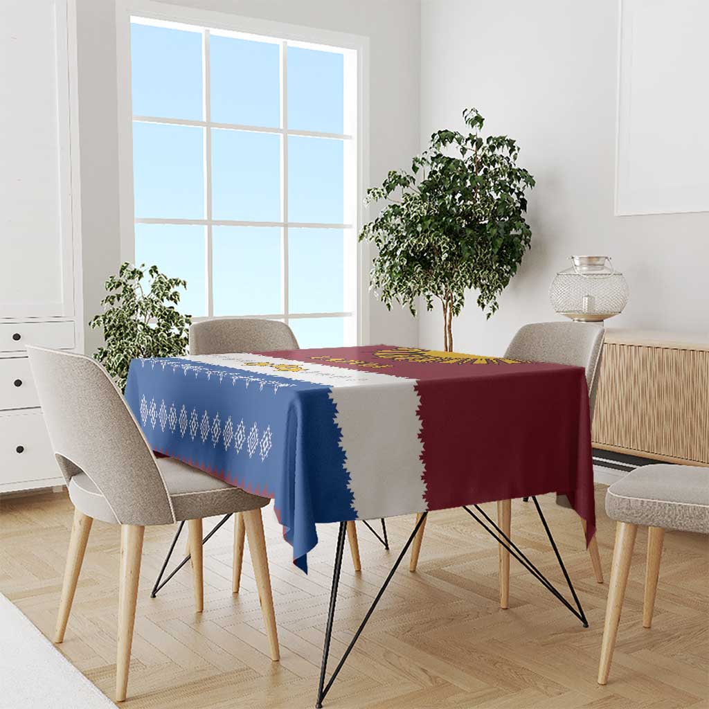 Latvia Tablecloth with Three Stars Design and Traditional Pattern Details