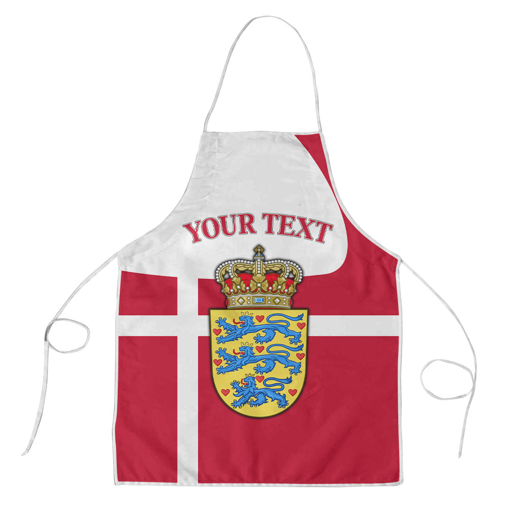 Personalized Denmark Coat Of Arms Apron Danish Flag Heritage Graphic With Crown Symbolism