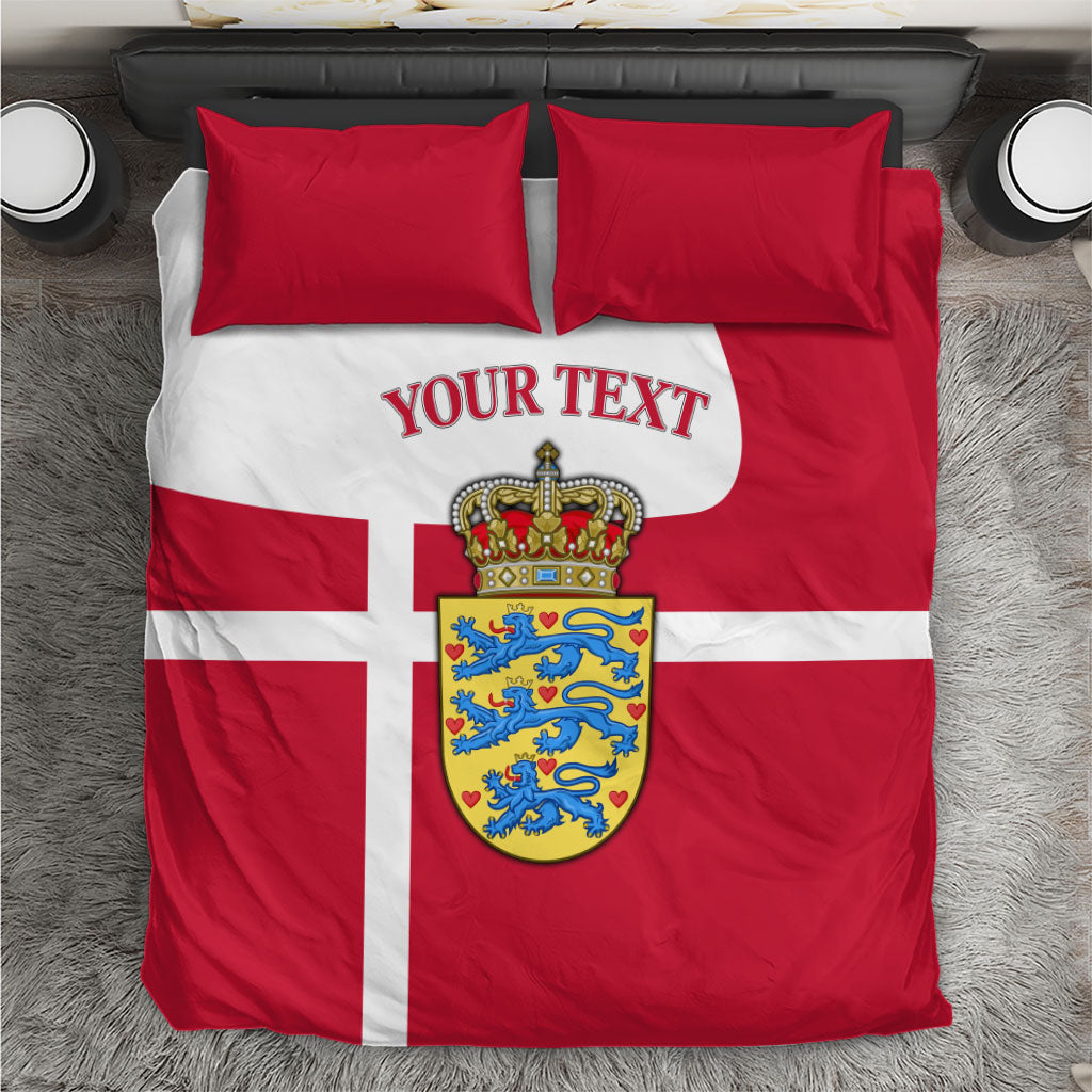 Personalized Denmark Coat Of Arms Bedding Set Danish Flag Heritage Graphic With Crown Symbolism