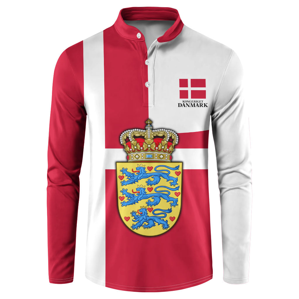 Personalized Denmark Coat Of Arms Button Sweatshirt Danish Flag Heritage Graphic With Crown Symbolism