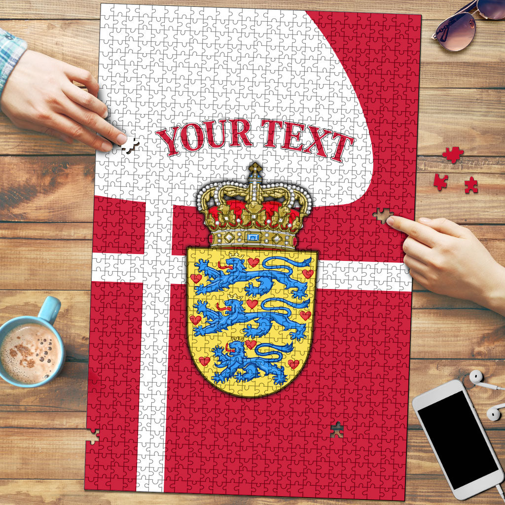 Personalized Denmark Coat Of Arms Puzzle Danish Flag Heritage Graphic With Crown Symbolism