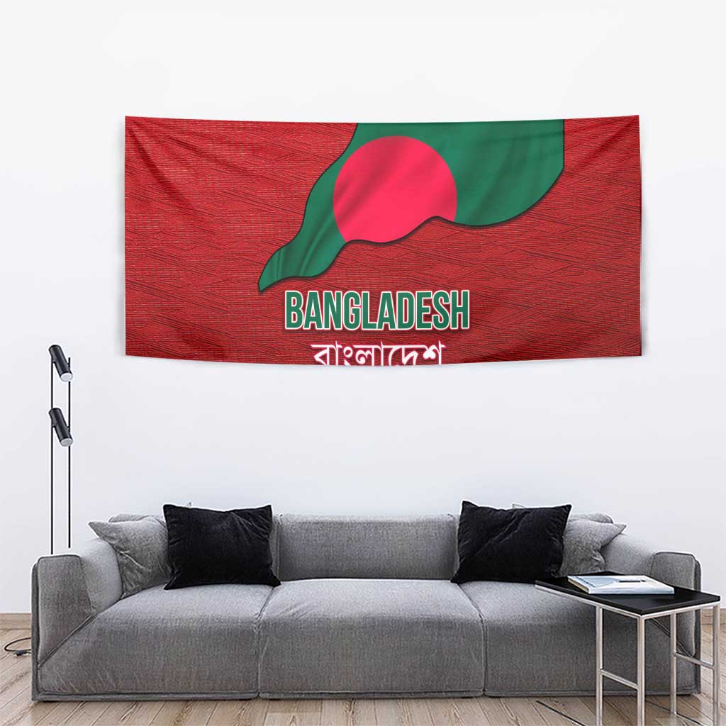 Bangladesh Tapestry with National Flag Design and Bengali Script