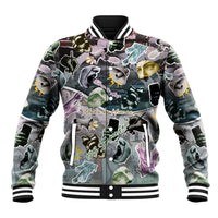 Personalized Made By Human Imperfect Statue Faces Baseball Jacket Handmade Look Grunge Collage Pop Art
