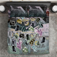 Personalized Made By Human Imperfect Statue Faces Bedding Set Handmade Look Grunge Collage Pop Art