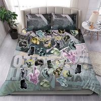 Personalized Made By Human Imperfect Statue Faces Bedding Set Handmade Look Grunge Collage Pop Art