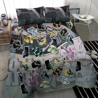 Personalized Made By Human Imperfect Statue Faces Bedding Set Handmade Look Grunge Collage Pop Art