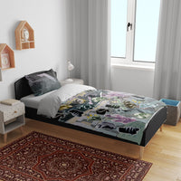 Personalized Made By Human Imperfect Statue Faces Bedding Set Handmade Look Grunge Collage Pop Art