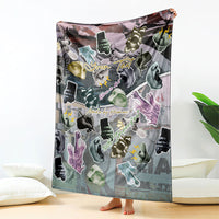 Personalized Made By Human Imperfect Statue Faces Blanket Handmade Look Grunge Collage Pop Art