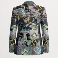 Personalized Made By Human Imperfect Statue Faces Blazer Handmade Look Grunge Collage Pop Art
