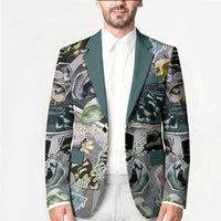 Personalized Made By Human Imperfect Statue Faces Blazer Handmade Look Grunge Collage Pop Art