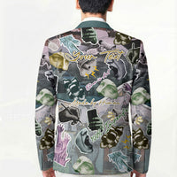 Personalized Made By Human Imperfect Statue Faces Blazer Handmade Look Grunge Collage Pop Art