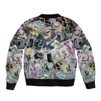 Personalized Made By Human Imperfect Statue Faces Bomber Jacket Handmade Look Grunge Collage Pop Art