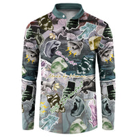 Personalized Made By Human Imperfect Statue Faces Button Sweatshirt Handmade Look Grunge Collage Pop Art