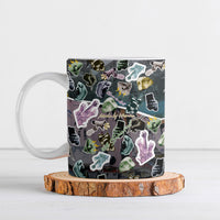 Personalized Made By Human Imperfect Statue Faces Ceramic Mug Handmade Look Grunge Collage Pop Art