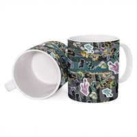 Personalized Made By Human Imperfect Statue Faces Ceramic Mug Handmade Look Grunge Collage Pop Art