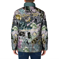 Personalized Made By Human Imperfect Statue Faces Padded Jacket Handmade Look Grunge Collage Pop Art