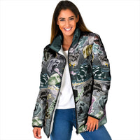 Personalized Made By Human Imperfect Statue Faces Padded Jacket Handmade Look Grunge Collage Pop Art