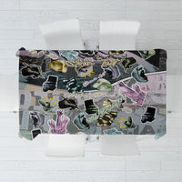 Personalized Made By Human Imperfect Statue Faces Tablecloth Handmade Look Grunge Collage Pop Art