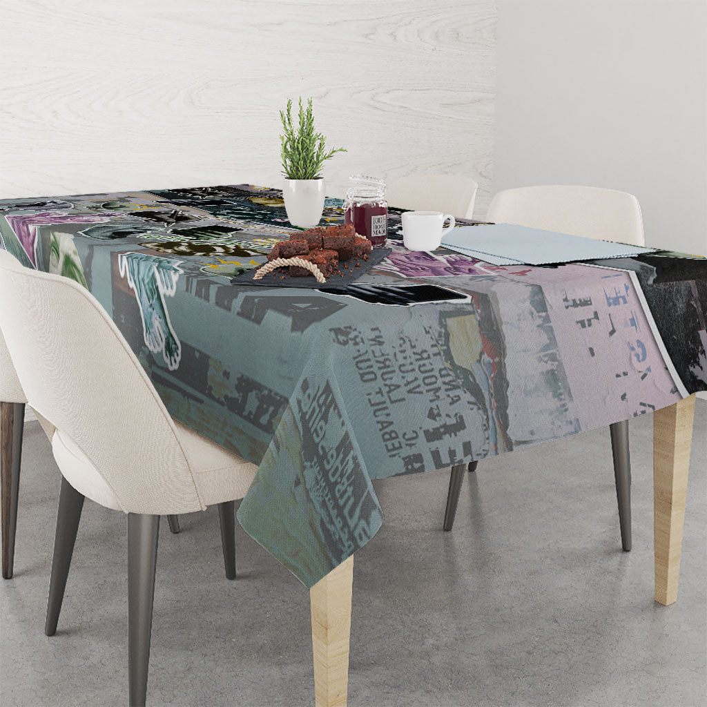 Personalized Made By Human Imperfect Statue Faces Tablecloth Handmade Look Grunge Collage Pop Art