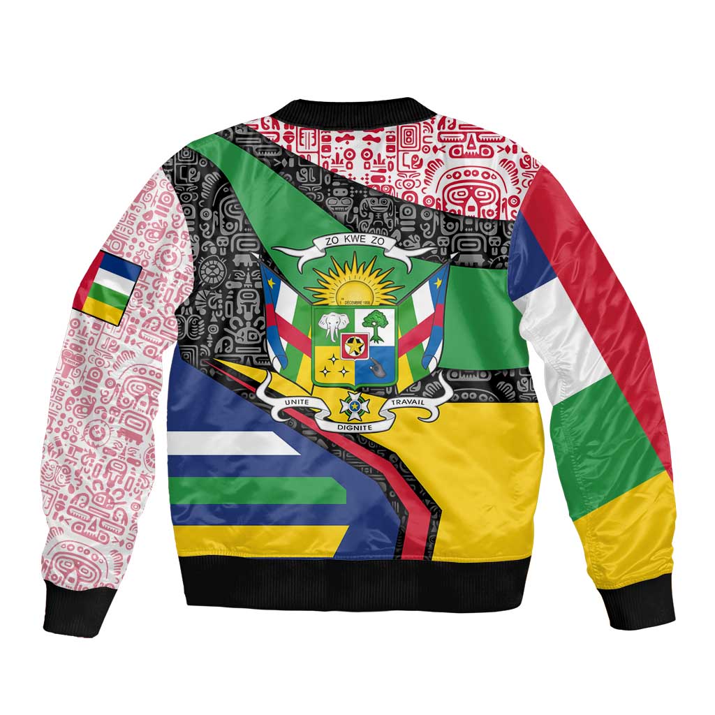 Central African Republic Bomber Jacket with Multicolor Tribal Design and National Emblem - Wonder Print Shop