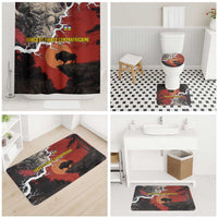 Central African Republic Bathroom Set with Red Black Nature Design and Buffalo Pattern - Wonder Print Shop