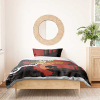 Central African Republic Bedding Set with Red Black Nature Design and Buffalo Pattern - Wonder Print Shop