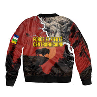 Central African Republic Bomber Jacket with Red Black Nature Design and Buffalo Pattern - Wonder Print Shop