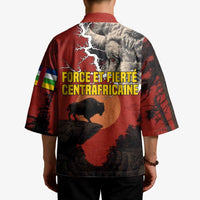 Central African Republic Kimono with Red Black Nature Design and Buffalo Pattern - Wonder Print Shop