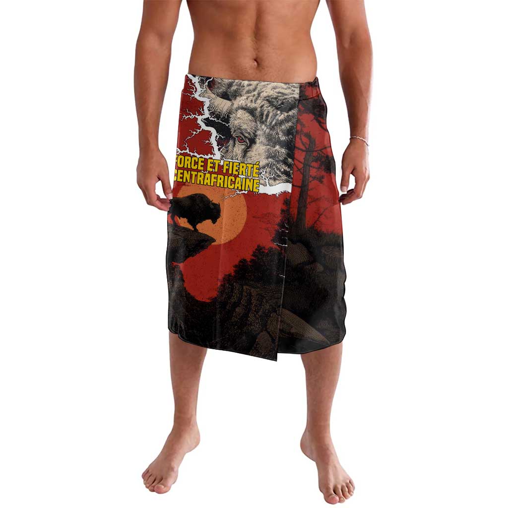 Central African Republic Lavalava with Red Black Nature Design and Buffalo Pattern - Wonder Print Shop