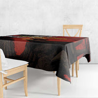 Central African Republic Tablecloth with Red Black Nature Design and Buffalo Pattern - Wonder Print Shop