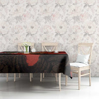 Central African Republic Tablecloth with Red Black Nature Design and Buffalo Pattern - Wonder Print Shop