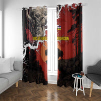 Central African Republic Window Curtain with Red Black Nature Design and Buffalo Pattern - Wonder Print Shop