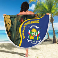 Central African Republic Beach Blanket with Jungle Animal Design and National Emblem Pattern - Wonder Print Shop