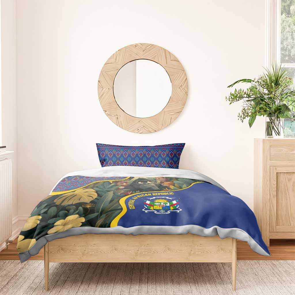 Central African Republic Bedding Set with Jungle Animal Design and National Emblem Pattern - Wonder Print Shop