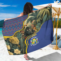 Central African Republic Sarong with Jungle Animal Design and National Emblem Pattern - Wonder Print Shop