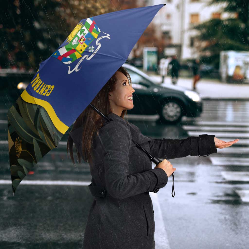 Central African Republic Umbrella with Jungle Animal Design and National Emblem Pattern - Wonder Print Shop