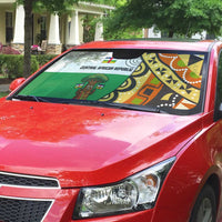 Central African Republic Auto Sun Shade with Cartoon Baobab Design and Flag Pattern - Wonder Print Shop
