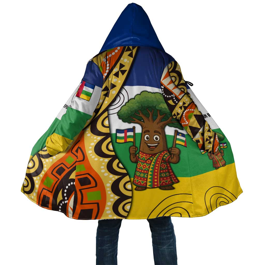Central African Republic Cloak with Cartoon Baobab Design and Flag Pattern - Wonder Print Shop