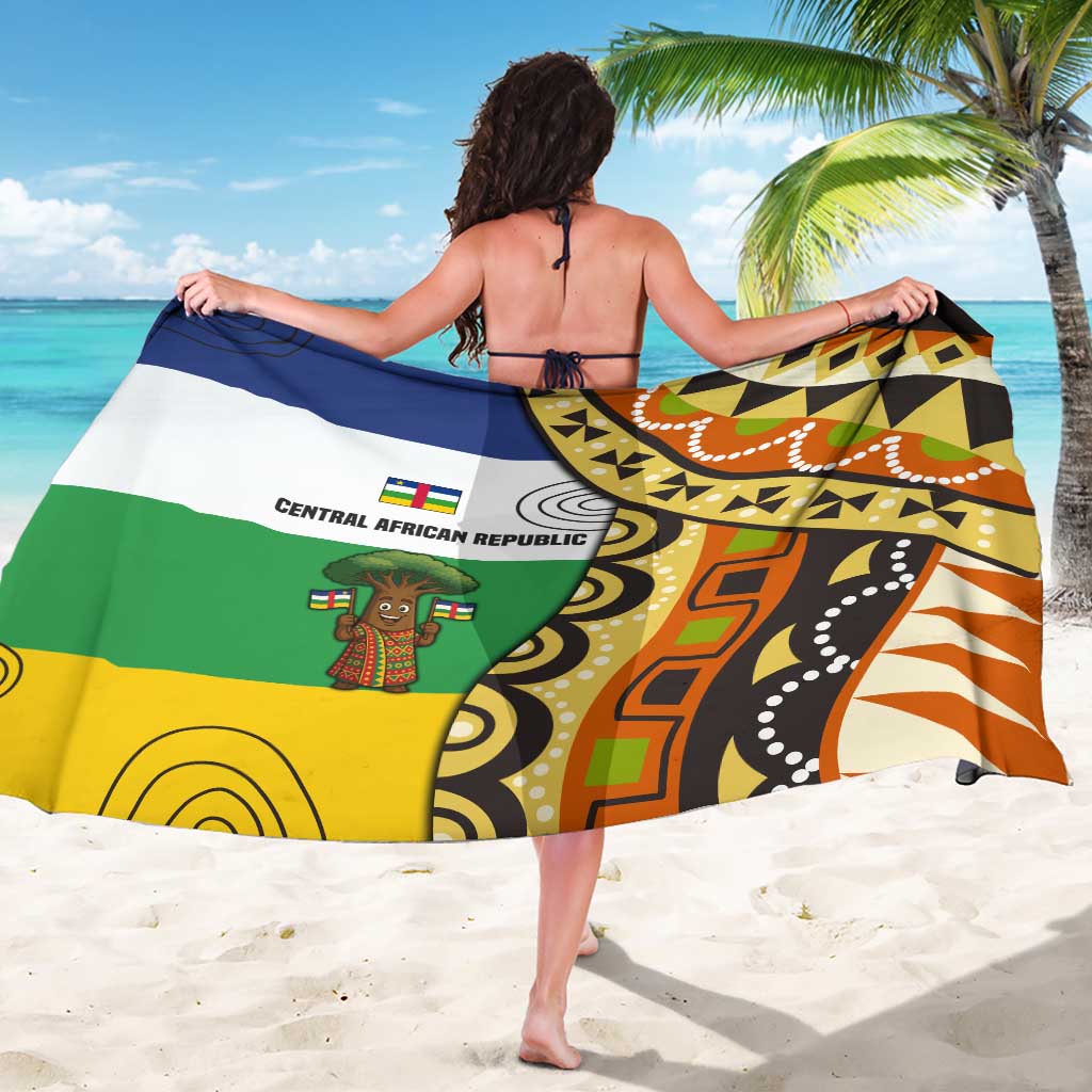 Central African Republic Sarong with Cartoon Baobab Design and Flag Pattern - Wonder Print Shop