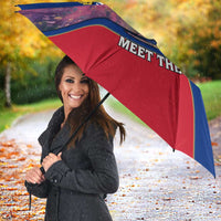 Liechtenstein Umbrella with Red Blue Mountain Landscape Design and Crown Emblem - Wonder Print Shop
