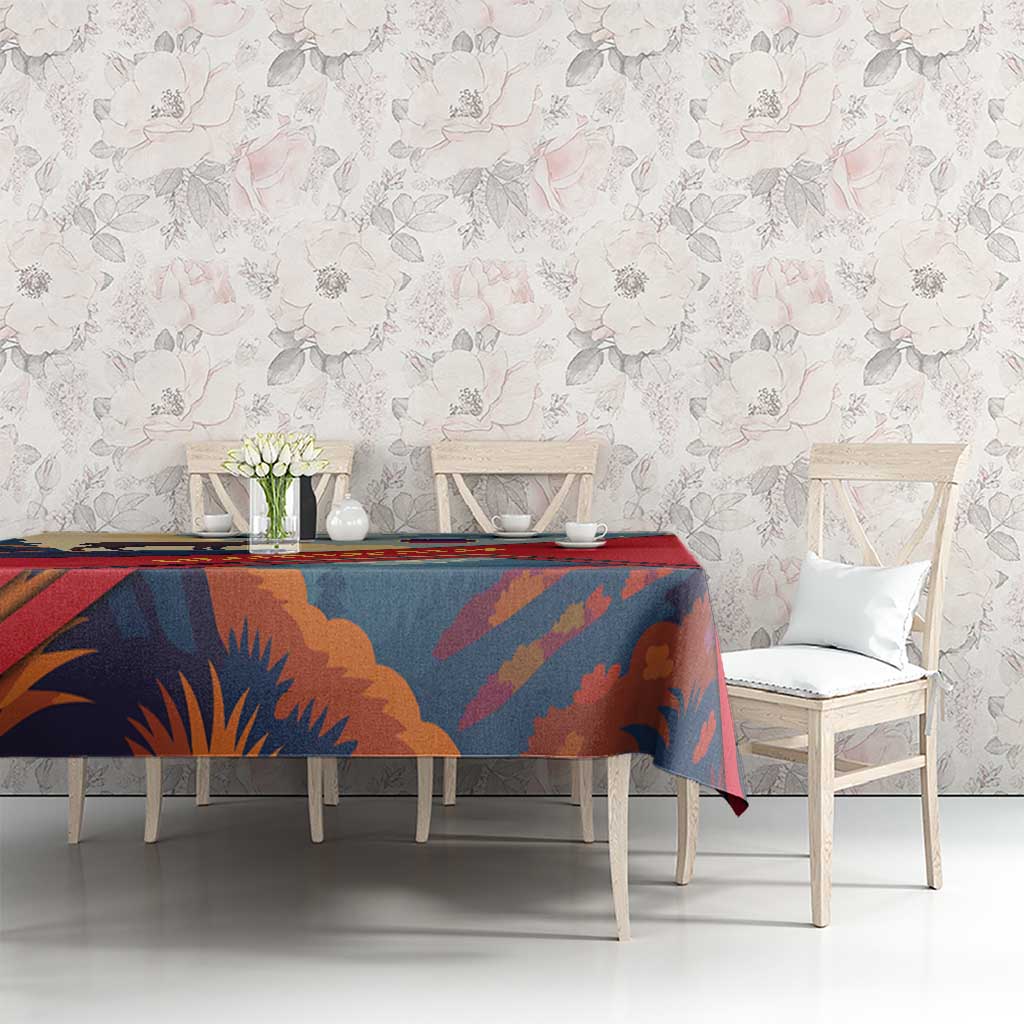 Liechtenstein Tablecloth with Mountain Goat Landscape Design and Red Blue Alps - Wonder Print Shop