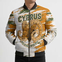 Cyprus Bomber Puffer Jacket with Mouflon Illustration Design and National Laurel - Wonder Print Shop