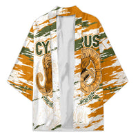 Cyprus Kimono with Mouflon Illustration Design and National Laurel - Wonder Print Shop