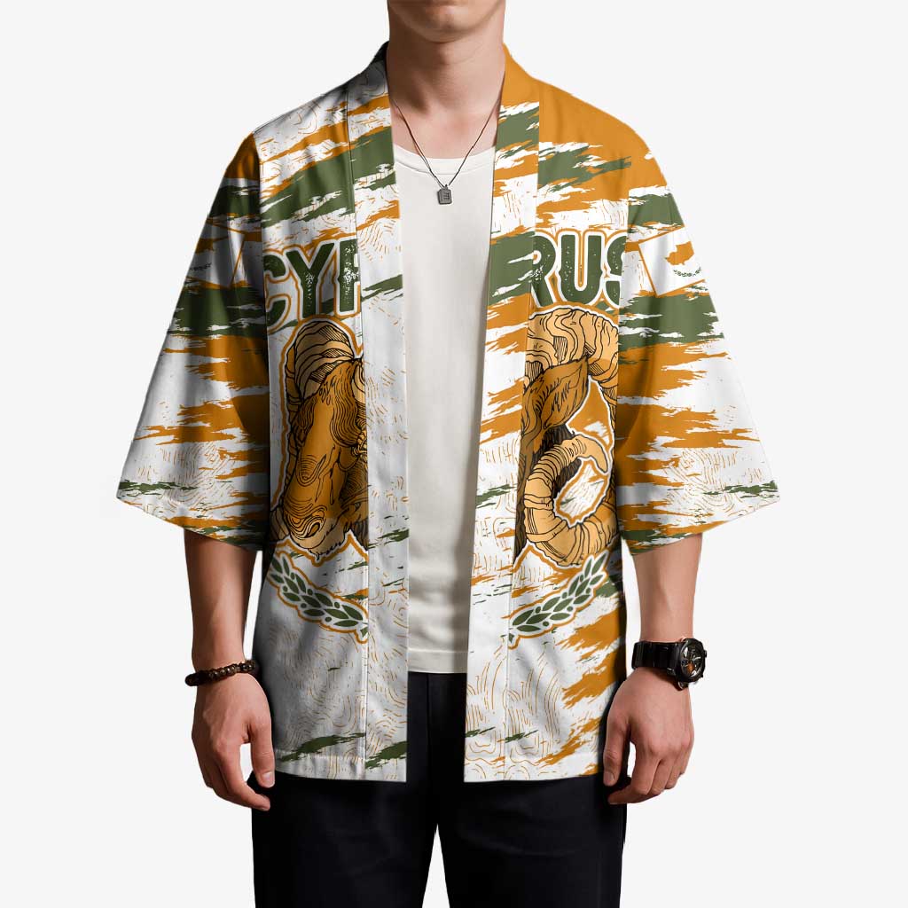 Cyprus Kimono with Mouflon Illustration Design and National Laurel - Wonder Print Shop