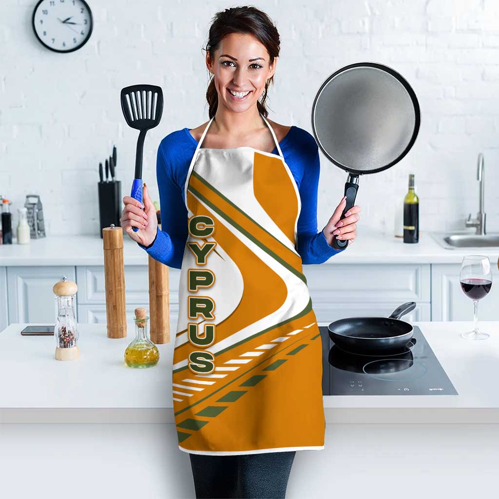 Cyprus Apron with Orange White Abstract Streak Design and Flag Emblem - Wonder Print Shop